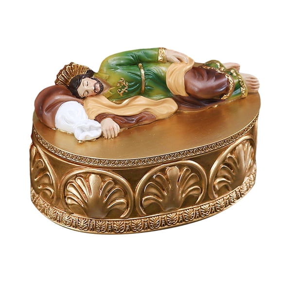 Estatua Religiosa de San José Sunnimix Durmiendo Joyero Pequeño Decoración del Hogar