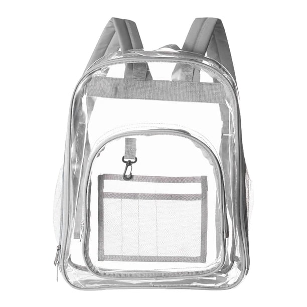 Mochila escolar de PVC impermeable, gris, transparente, gran capacidad, para escuela, universidad, estudiantes, viajes, senderismo