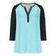 thumbnail image 5 of Camisa de manga larga,Camiseta raglán con cuello en V para mujer, manga 3/4, blusa informal de cuello redondo para estar en casa, sopatenor, 5 of 9