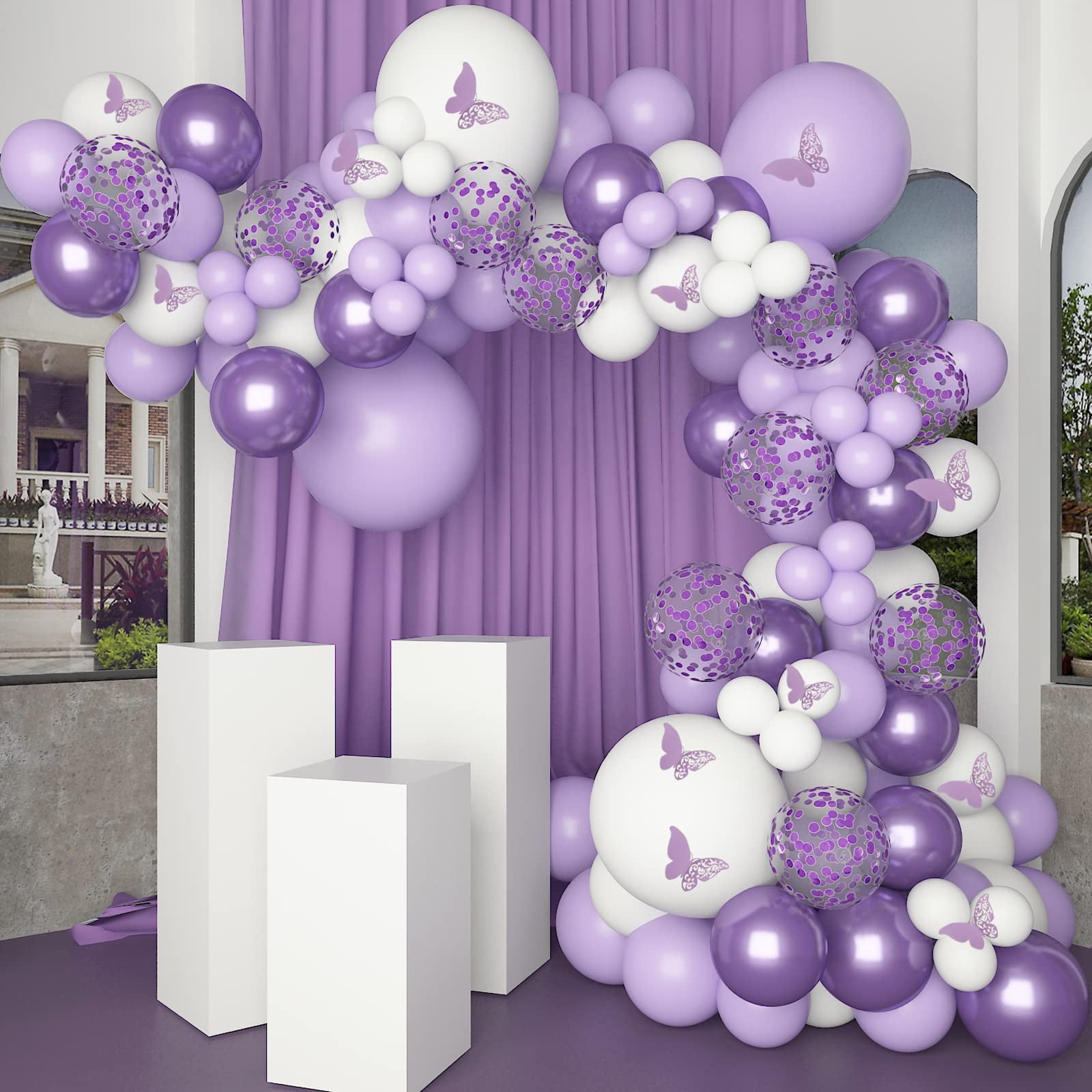 Stapel succes vijver Sheretty Purple Balloon Garland Kit 125 Pcs Purple Baby Shower Decoration  for Girl with 12 Pcs Butterfly Stickers White Confetti Lavender Balloon Arch  for Wedding Birthday Party Decorations - Walmart.com