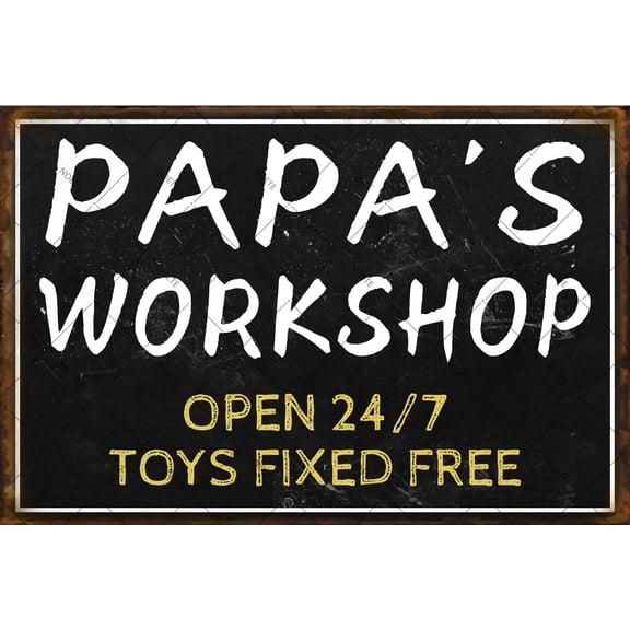 Noete Papa's Workshop Metal Tin Signs Vintage 8x12 Inch Rustic Aluminum Wall Decor for Garage, Man Cave, Shed & Workshop, Durable Papa's Workshop Tin Sign for Home & Office