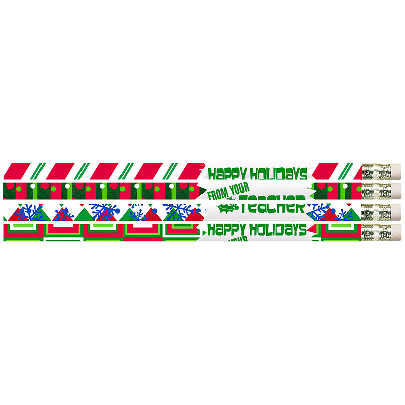 Musgrave Pencil Company Happy Holidays From Your Teacher Motivational Pencils, Pack of 144