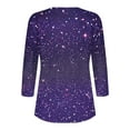 thumbnail image 5 of Sevevn Women's Fashion Sequin Printed 3/4 Sleeve Blouse V Neck Casual Tops Purple XXL Family Gifts, 5 of 5