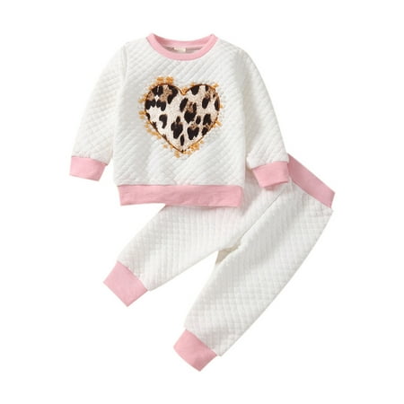 

Zlekejiko Kids Toddler Baby Girls Autumn Winter Valentine s Day Print Cotton Long Sleeve Sweatshirt Pants Tops Tracksuit Set Clothes