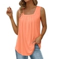 thumbnail image 2 of Womans Tank Tops Loose Fit Summer Vest Loose Pleated Square Neck Sleeveless Top Curved Hem Loose Large Size Woman's Top Tank Tops, 2 of 8