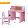 thumbnail image 5 of Joyspirit Kids Study Desk and Chair Set, Wooden School Learning Table with Storage, Hutch and Bulletin Board, Children Computer Desk with Chair, Small Toddler Desk for Home, School, Pink, 5 of 5