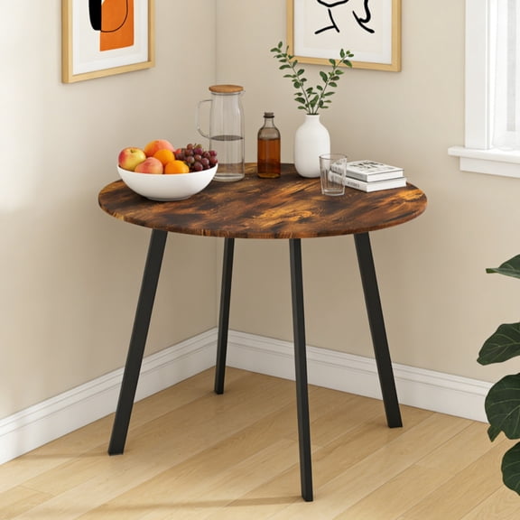 Ktaxon Modern Round Dining Table for 2~4, Simplistic 35.5" Kitchen Breakfast Table, Multifunctional Use Table for Small Space, Brown