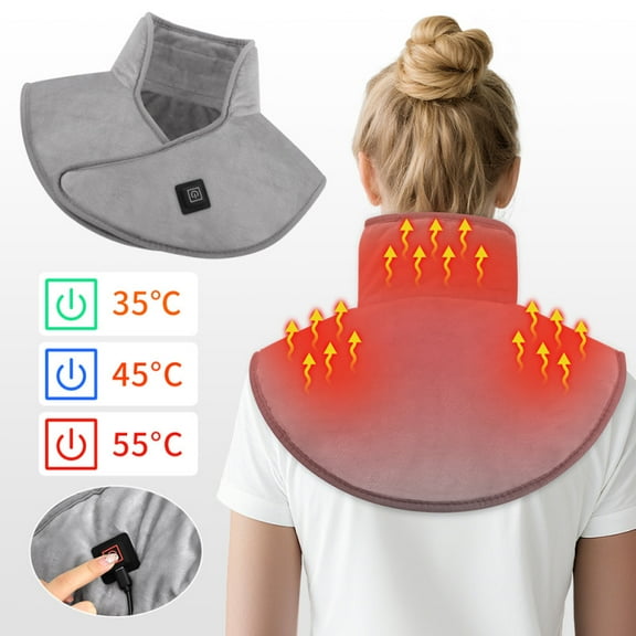 Neck Heating Pad with 3 Heat & 3 Vibration Settings for Neck Shoulder Relief,USB Portable,Machine Washable Fast Heat Up,Gift for Women Men