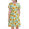 thumbnail image 1 of Disketp White Polka Dot Sunflower A para Vestido de Manga Corta para Mujeres, Vestidos de Verano para Mujeres, Casual y Holgado para la Playa, 1 of 6
