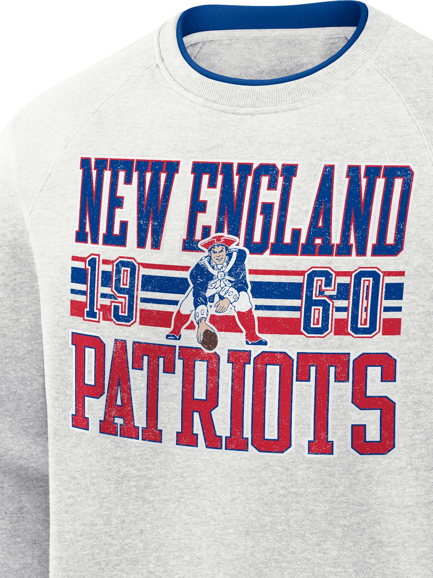 NFL New England Patriots Men's Cotton Gray Heather Long Sleeve Crew Fleece Sweatshirt