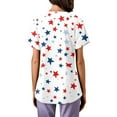 thumbnail image 4 of American Flag Scrub Tops Short Sleeve V Neck Working Uniform with Pockets Patriotic Medical Scrubs for Women White 4XL, 4 of 4