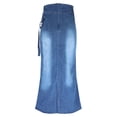 thumbnail image 2 of Baberdicy Denim Skirt Women's Long Denim Skirt Zipper Dress with Pockets Women's Casual Dresses Blue, Size:S-3Xl, 2 of 7
