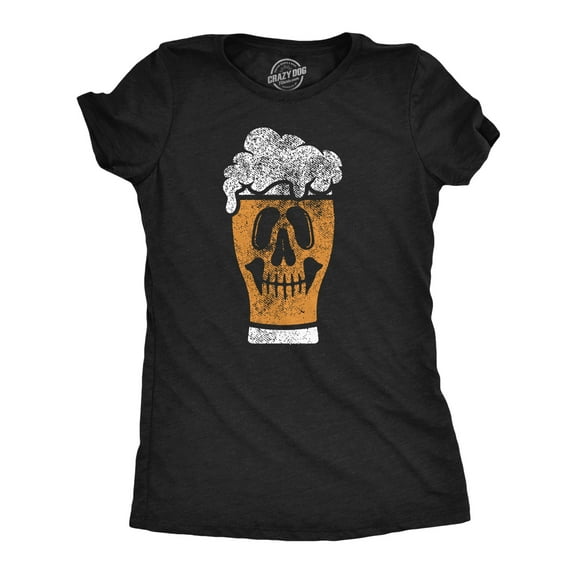 Womens Funny T Shirts Beer Glass Skull Drinking Graphic Tee for Ladies Womens Graphic Tees