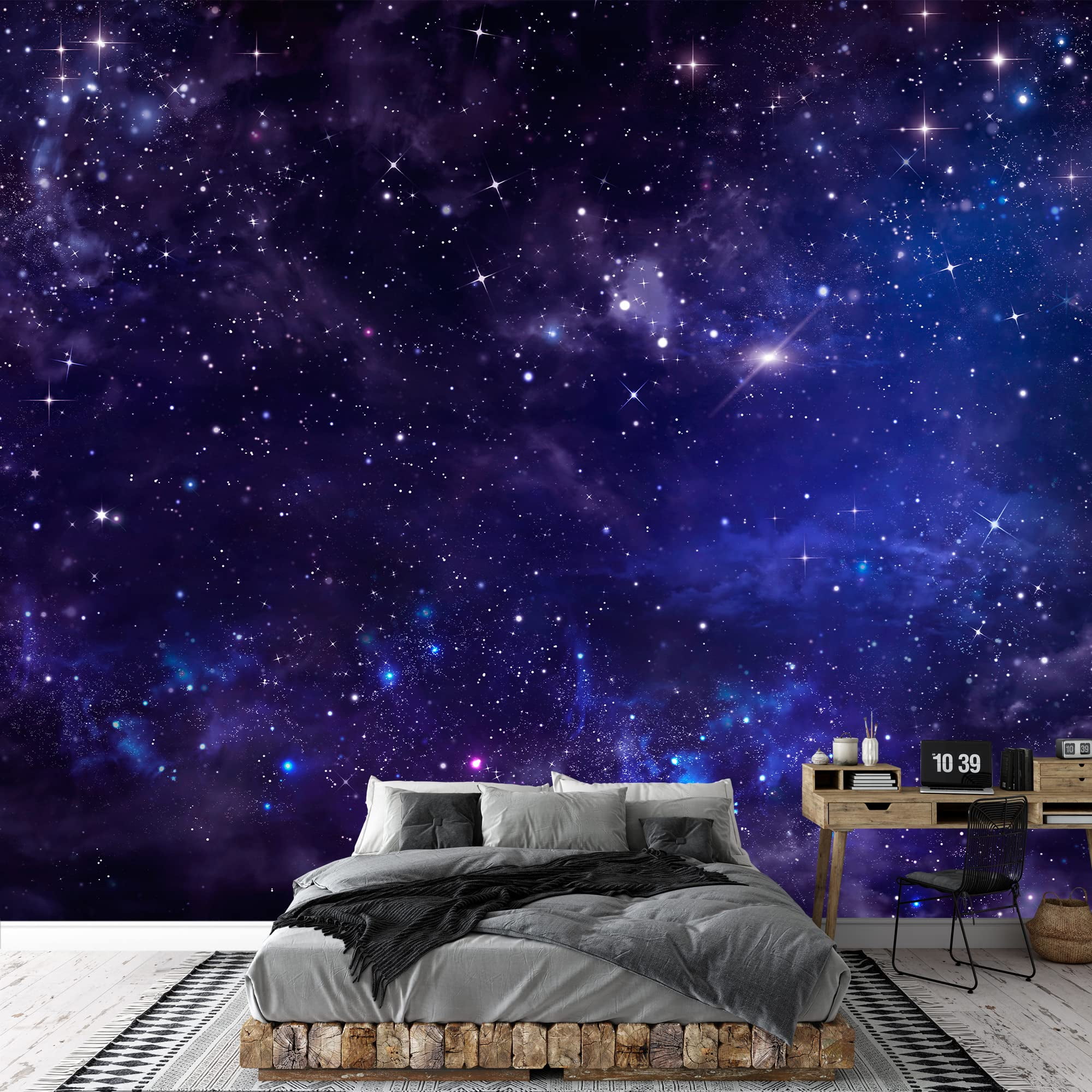 wall26 - Starry Night Sky Deep Outer Space - Removable Wall Mural | Self-Adhesive Large Wallpaper - 100x144 inches
