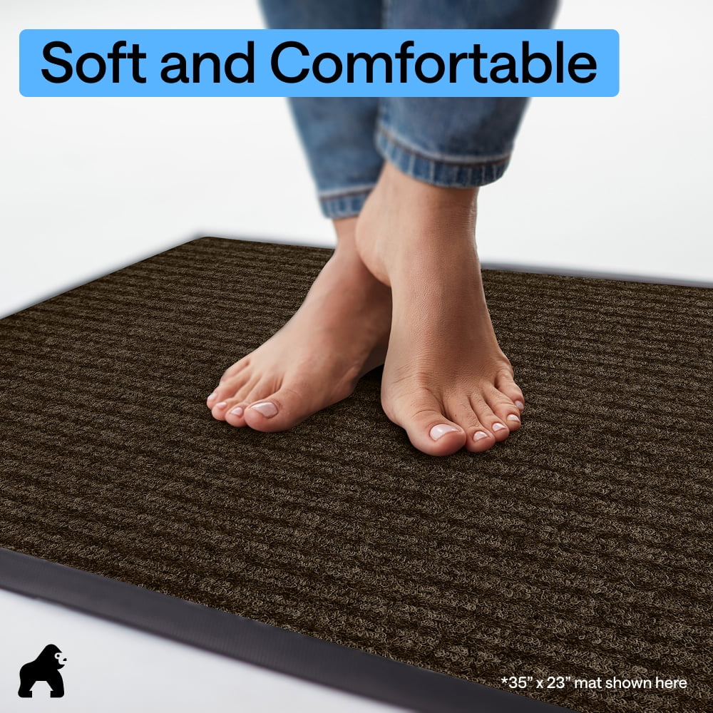 GORILLA GRIP Door Mat, Waterproof, Traffic Guard Commercial Office Doormat, 72x48, Brown