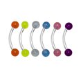 thumbnail image 1 of Eyebrow Ring Piercing 6pc Curved Barbell Glow In The Dark Balls 16G Tragus Rook, 1 of 1
