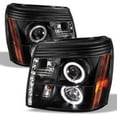 thumbnail image 3 of AKKON - [Halogen Type] For 2002-2006 Cadillac Escalade Smoked Smoke Ring DRL Daylight LED Strip Projector Headlights, 3 of 3