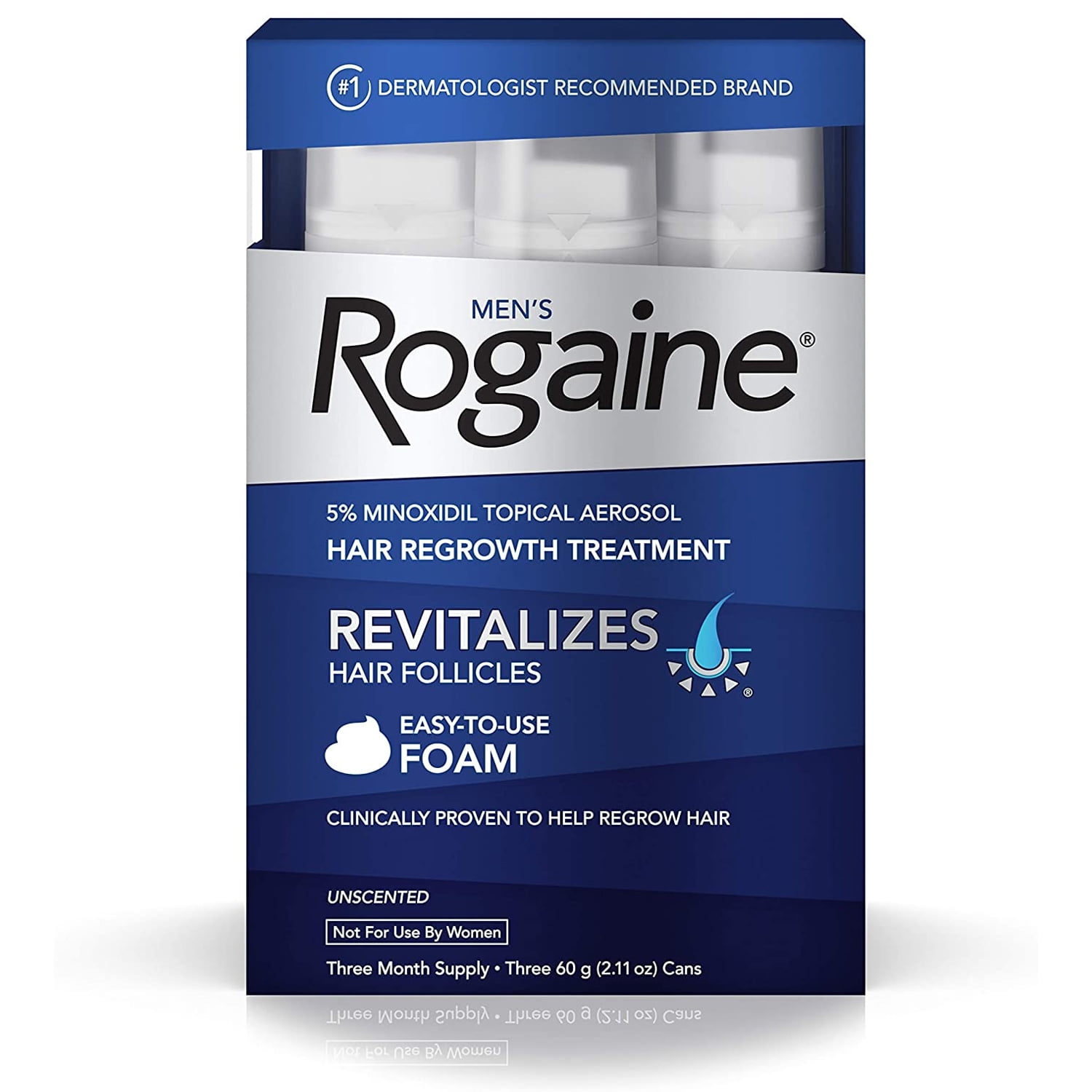 Men's Rogaine 5% Minoxidil Foam for Hair Loss Hair Regrowth, Topical Thinning Hair, 3-Month Supply,2.11 (Pack of 3) - Walmart.com