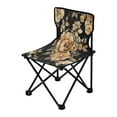 thumbnail image 2 of WOBOGO Brown and Beige Flowers Pattern Camping Chair Convenient Four Corner Backrest Folding Stool Can Hold Up to 220lbs, 2 of 8