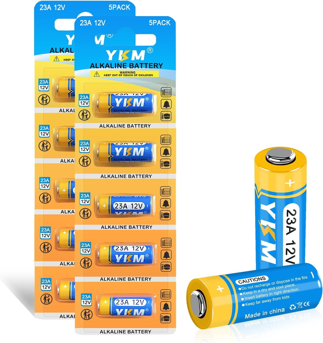 23A 12V Alkaline Battery LR23A A23S MN21/23 L1028F 23A 12 Volt Battery for Ceiling Fan Remote Garage Door Opener (10