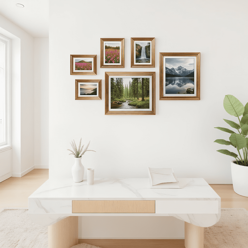 8x10 Picture Frame Set of 6, Gold Photo Frame for Wall Mount or Tabletop