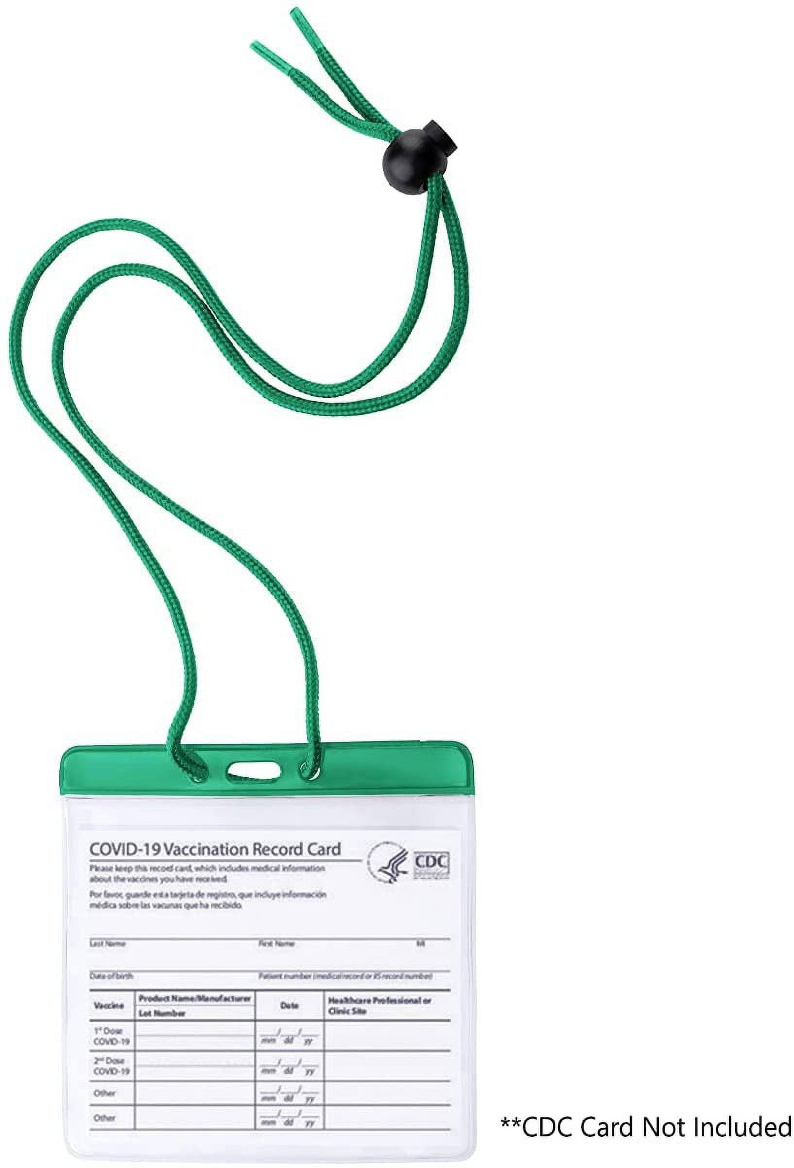 5 Pack - Extra Large Color Bar Badge Horizontal Sleeve (4 3/8 X 3 1/2 - Max Insert) with Matching Color Neck Cord for Travel/Conventions by Specialist ID (Green)