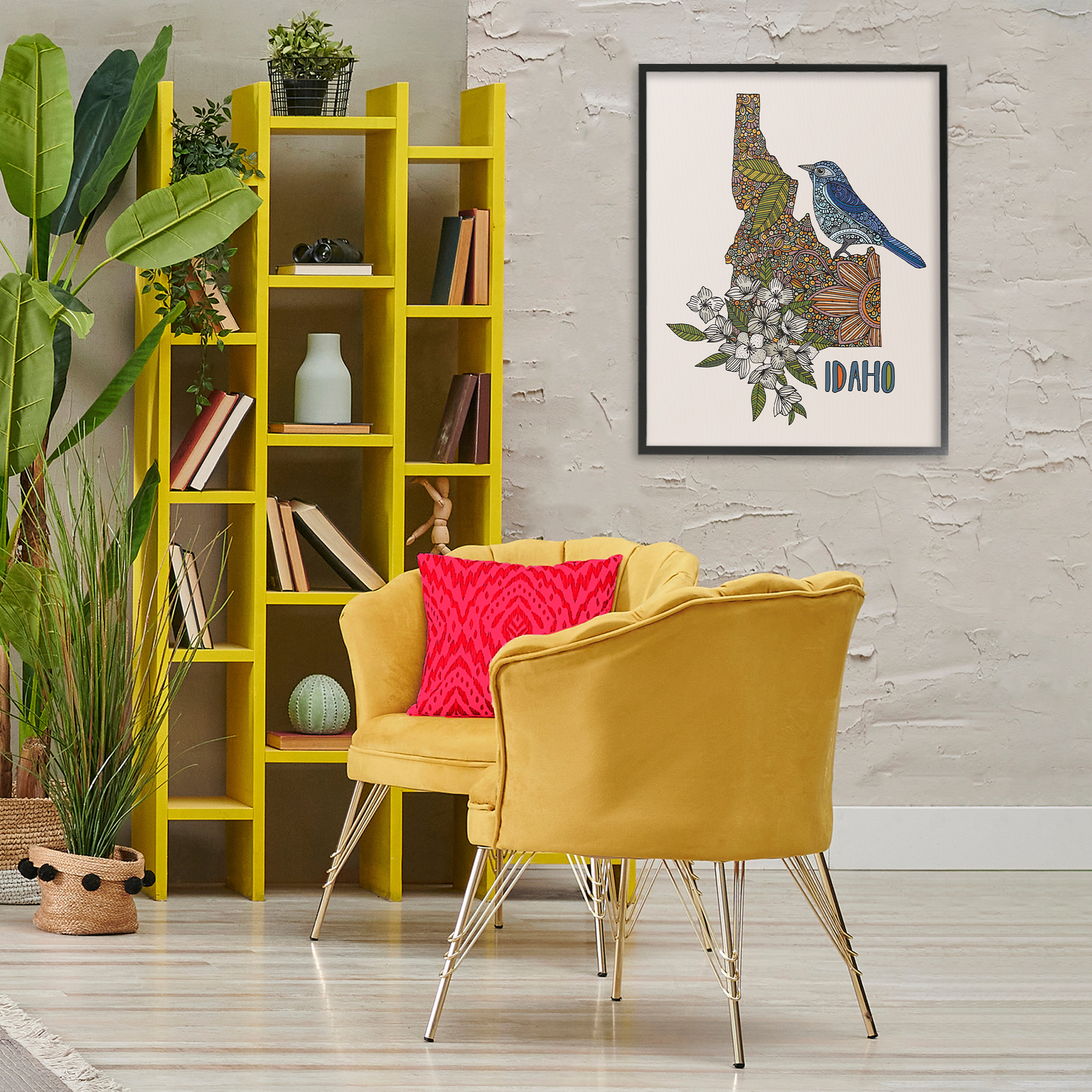Stupell Industries Floral Idaho State Botanical & Floral Painting Black Framed Art Print Wall Art, 24 x 30