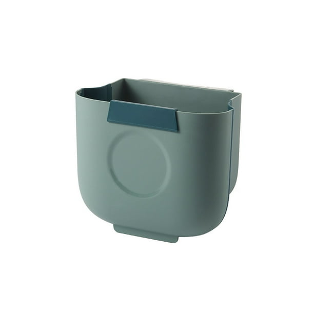 Cubo de basura para colgar en el gabinete, ahorro de espacio, plegable, de gran apertura, con organizador de bolsas de basura, cubo de basura para baño, 10 l, verde Inevent HA009560-04B
