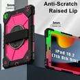 thumbnail image 4 of ELEHOLD Rugged Hybrid Case For iPad 9th/8th/7th Generation, with Built-in Kickstand 360° Rotating Handstrap Crossbody Shoulder Strap Shockproof Heavy Duty Case, Black+Rose, 4 of 9