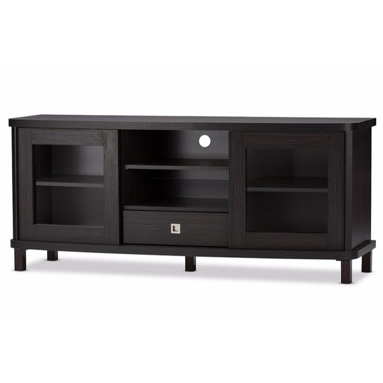 Baxton Studio Walda 70-Inch Dark Brown Wood TV Cabinet with 2 Sliding Doors and 2 Drawers Baxton Studio Walda 70-Inch Dark Brown Wood TV Cabinet with 2 Sliding Doors and 2 Drawers