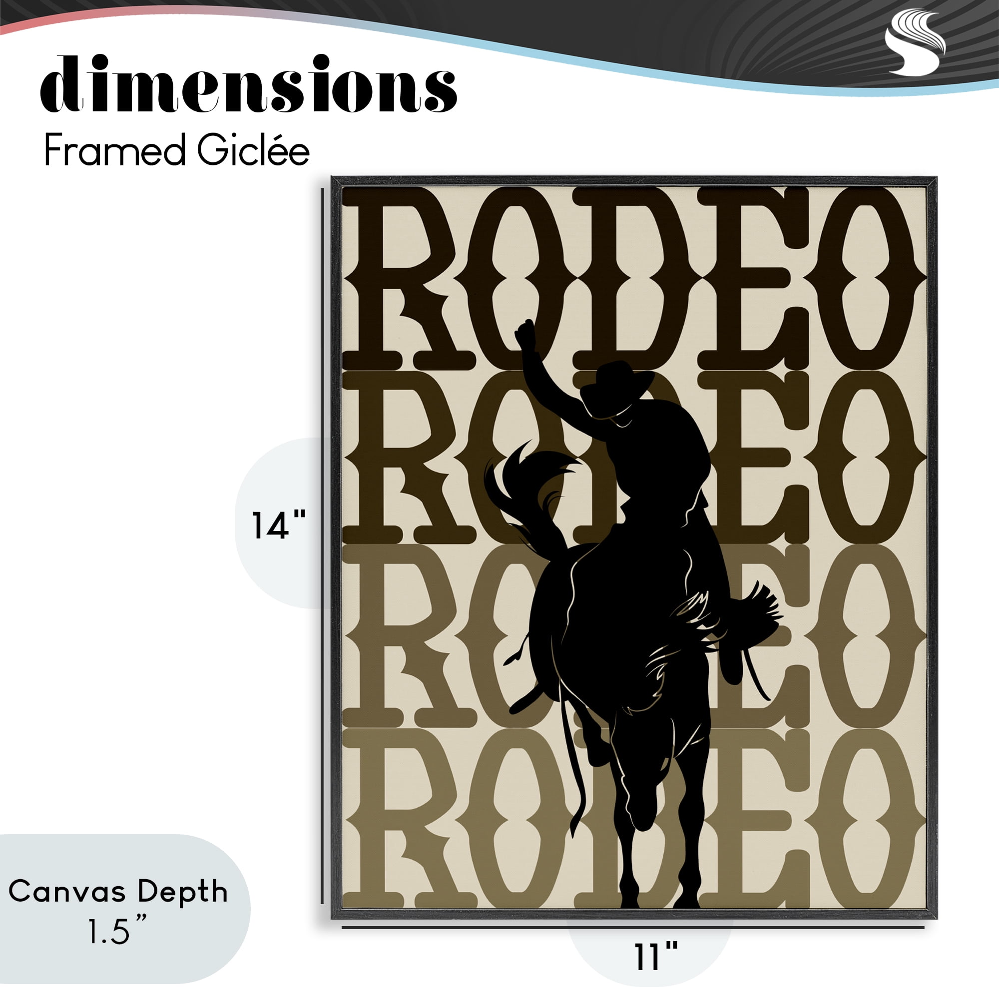 Stupell Industries Rodeo Gradient Cowboy Black Framed Giclee Art, design by CAD Designs