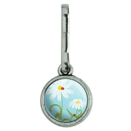 - Sweet Ladybugs on Flowers Antiqued Charm Clothes Purse Backpack Zipper Pull
