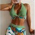 thumbnail image 1 of Swimsuit, Print Pattern Bikini Halter Neck  for Pool White,Black,Light Green,OD Green,Dark Green, 1 of 5