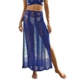 thumbnail image 4 of Blotona Women Knit Crochet Bikini Cover-Ups Long Skirt See Through Hollow Out Ripped High Waist Split Wrap Sarong Skirts Beachwear, 4 of 9