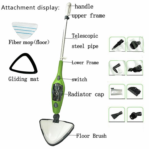 Balai Vapeur 10-en-1 Efficace pour Planchers de Bois Franc, Carrelage, Tapis et Fenêtres