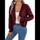 thumbnail image 1 of Suéteres Tipo Cárdigan para Mujer, de Crochet, con Frente Abierto, Chaqueta Corta, para Otoño e Invierno, con Mangas Farol. Vino Tinto S, 1 of 10