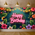 thumbnail image 7 of Floral Design Banner Tropical Pattern Decorative Lights Party Decoration for Birthday Celebration Indoor Party Event, 7 of 7