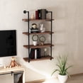 thumbnail image 6 of HOMCOM 3-Tier Industrial Pipe Shelves, Floating Wall Mounted Bookshelf, Metal Frame Display Rack for Living Room or Bedroom, Rustic Brown, 6 of 9