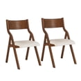 thumbnail image 4 of Sesslife Upholstered Folding Dining Chairs Set of 2, Modern Fabric Foldable Chairs with Padded Seats, Wooden Kitchen Chairs Space Saving for Dining Room, Kitchen, Bedroom, White+Walnut, 4 of 7