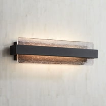 Possini Euro Design Cascadia 23 3/4" High Modern Bathroom Vanity Wall Lamp Light Fixture Mount LED Black Piastra Glass Shade