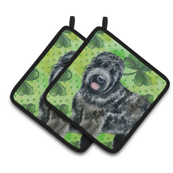 Caroline's Treasures Black Russian Terrier St Patrick's Pair of Pot Holders