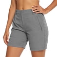 thumbnail image 4 of BXJX Womens Bermuda Shorts, Walking Elastic Waist Zipper Pocket Above the Knee Cargo Shorts Gray Size XL, 4 of 9