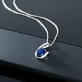 thumbnail image 3 of Gem Stone King 10K White Gold Blue Created Sapphire Pendant Necklace for Women (1.00 Cttw, Gemstone September Birthstone, Round 6MM, With 18 inch Chain), 3 of 5