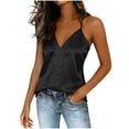 thumbnail image 2 of TKYCMSUAKI Womens Tank Tops Satin Spaghetti Straps Camisoles V Neck Sleeveless Solid Color Shirts Summer Casual Loose Fit Pullover Tee, 2 of 6
