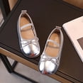 thumbnail image 6 of Viluyesy Girls Leather Bow Sandals Soft-Sole Princess Flat Shoes for Spring & Summer, Stylish Casual & Dressy Occasion Sandals for Medium & Large Kids Silver Size 10.5, 6 of 10
