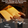 thumbnail image 4 of Book Reading Light with Timer, Rechargeable Light for Reading, Clip-on LED Bookmark Lamp with 3 Amber Colors & 5 Brightness Dimmable for Night Reading Perfect for Book Lovers, Black, 4 of 7
