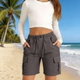 thumbnail image 2 of RMGVDSD Shorts For Girls Athleisure Solid Color Mid Waist Elastic Band Party Casual Summer Multi-Pocket Cargo Kids Relaxed Fit Daily Cute Versatile Comfortable Breathable Soft Shorts,4-5 Years, 2 of 4