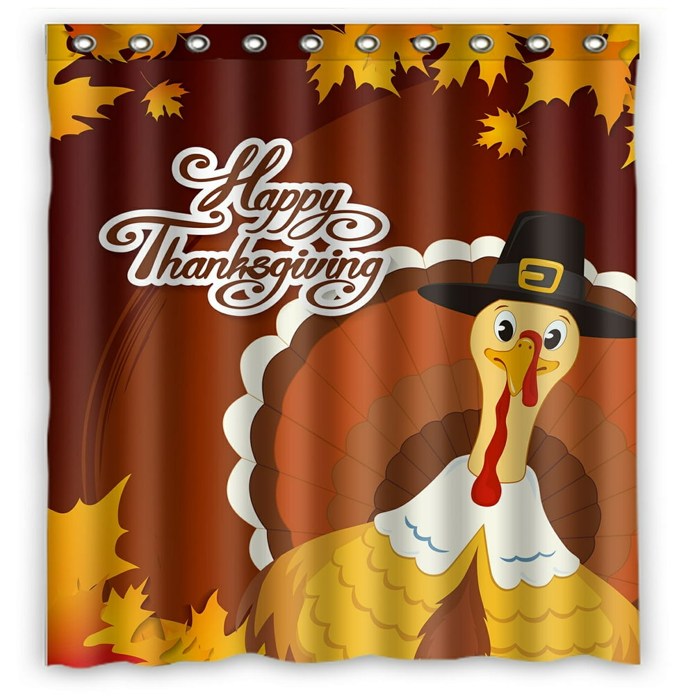 ECZJNT Happy Thanksgiving day Shower Curtain And Hooks For Home Decor