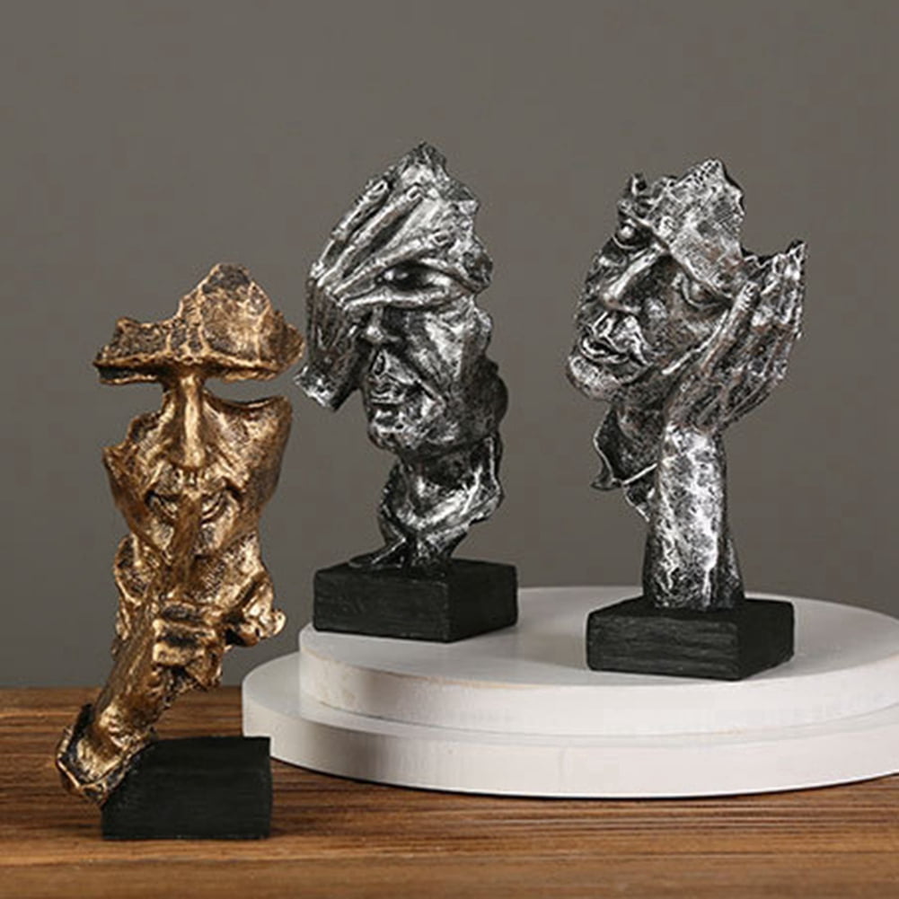 Statue Abstract Resin Desktop Ornaments Sculpture Miniature Figurines Face Character Nordic Art Crafts Office Home B