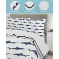 thumbnail image 3 of Full Size Quilt Bedding Set, Blue Coastal Shark Reversible Summer Quilt 3 Pieces, Ocean Sea Nautical Lightweight Bedspreads Coverlets with 2 Pillow Shams for All Seasons, 3 of 5